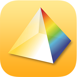 The PRISM pyramid icon on amber