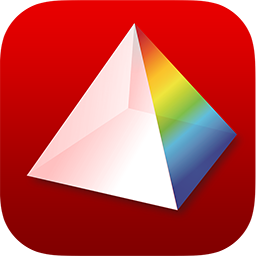 The PRISM pyramid icon on red