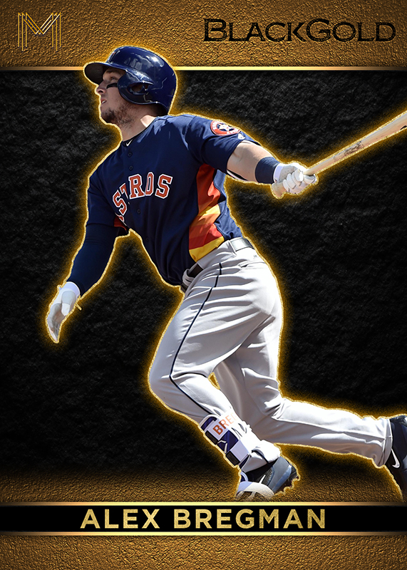 'Black Gold' card of Alex Bregman mid-swing, edge-lit in gold against black